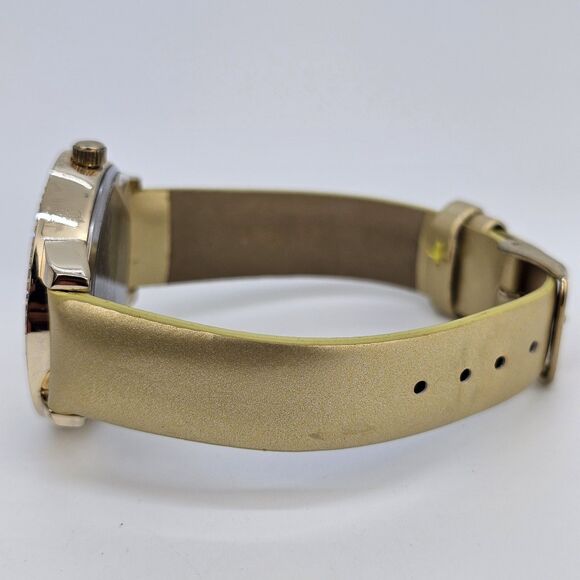 Manhattan Croton Watch Women 37mm Gold Tone Pave Bezel Bling New Battery - Picture 6 of 13